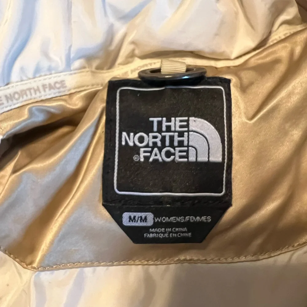 The North Face Gotham Jacket. Shiny Gold Puffer Jacket with Faux Fur Trim. - Picture 2 of 5